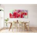 5-PIECE CANVAS PRINT BEAUTIFUL SKETCHED POPPIES - PICTURES FLOWERS - PICTURES