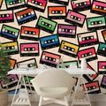 TAPETE RETRO BUNTE KASSETTEN - MUSIK FOTOTAPETEN - TAPETEN