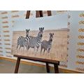 CANVAS PRINT THREE ZEBRAS IN THE SAVANNAH - PICTURES OF ANIMALS{% if product.category.pathNames[0] != product.category.name %} - PICTURES{% endif %}