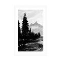 POSTER WITH MOUNT ARTISTIC LANDSCAPE IN BLACK AND WHITE - BLACK AND WHITE - POSTERS