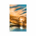 POSTER DROP OF WATER ON A GOLDEN FEATHER - STILL LIFE - POSTERS