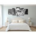 5-PIECE CANVAS PRINT ANGEL STATUE IN BLACK AND WHITE - BLACK AND WHITE PICTURES - PICTURES