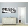 CANVAS PRINT WITH THE INSCRIPTION HOME AND A STILL LIFE IN BLACK AND WHITE - BLACK AND WHITE PICTURES - PICTURES