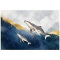 ZELFKLEVEND FOTOBEHANG AQUARELWALVISSEN IN GOUDBLAUW - FOTOBEHANG ZEELEVEN - FOTOBEHANG