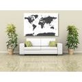 CANVAS PRINT WORLD MAP WITH INDIVIDUAL STATES IN GRAY COLOR - PICTURES OF MAPS - PICTURES