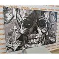 CANVAS PRINT SKULL IN BLACK AND WHITE - BLACK AND WHITE PICTURES - PICTURES