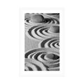 POSTER WITH MOUNT ZEN STONES IN SANDY CIRCLES IN BLACK AND WHITE - BLACK AND WHITE - POSTERS