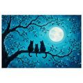 WANDBILD KATZEN IM MONDSCHEIN - HALLOWEEN- UND HORROR-BILDER - BILDER
