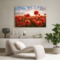 TABLEAU SUR TOILE – COQUELICOTS AU COUCHER DU SOLEIL - TABLEAUX DE CHAMPS ET PRAIRIES - TABLEAUX