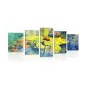 5-PIECE CANVAS PRINT YELLOW FLOWER WITH A VINTAGE TOUCH - VINTAGE AND RETRO PICTURES - PICTURES