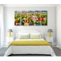 5-PIECE CANVAS PRINT OIL PAINTING OF MEADOW FLOWERS - PICTURES FLOWERS - PICTURES