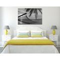 CANVAS PRINT HAMMOCK ON THE BEACH IN BLACK AND WHITE - BLACK AND WHITE PICTURES - PICTURES