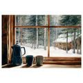 VÁNOČNÍ OBRAZ POHLED Z ÚTULNÉ LESNÍ CHATKY - VÁNOČNÍ A ZIMNÍ OBRAZY - OBRAZY