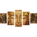 5-TEILIGES WANDBILD LÄCHELNDER BUDDHA - BILDER MIT FENG SHUI-MOTIVEN - BILDER