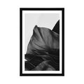 POSTER WITH MOUNT ENCHANTING MONSTERA LEAF IN BLACK AND WHITE - BLACK AND WHITE - POSTERS