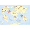 DECORATIVE PINBOARD WORLD MAP WITH ANIMALS - PICTURES ON CORK - PICTURES