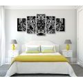 5-PIECE CANVAS PRINT MANDALA OF HEALTH IN BLACK AND WHITE - BLACK AND WHITE PICTURES - PICTURES