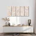 TABLEAU EN 5 PARTIES – VAGUES ABSTRAITES EN BEIGE - IMAGES FORMES ABSTRAITES - TABLEAUX