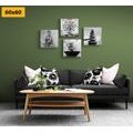 CANVAS PRINT SET WITH BLACK AND WHITE FENG SHUI THEME - SET OF PICTURES - PICTURES