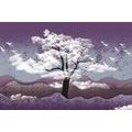 PAPIER PEINT AUTOCOLLANT ARBRE DANS LES NUAGES DANS UN PAYSAGE VIOLET - PAPIERS PEINTS AUTOCOLLANTS - PAPIER PEINT