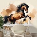 TAPETE DYNAMISCHES BRAUNES PFERD IN BEWEGUNG - TAPETEN MIT PFERDEN - TAPETEN