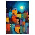 OBRAZ BAREVNÉ DOMY POD HVĚZDAMI - BAREVNÉ DOMY - OBRAZY