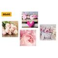 CANVAS PRINT SET FLOWERS IN VINTAGE STYLE - SET OF PICTURES - PICTURES