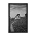 POSTER HOUSE ON A CLIFF IN BLACK AND WHITE - BLACK AND WHITE - POSTERS