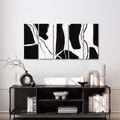 TABLEAU EN 5 PARTIES – LIGNES ABSTRAITES EN NOIR ET BLANC - IMAGES FORMES ABSTRAITES - TABLEAUX