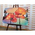 CANVAS PRINT ORANGE POPPY FLOWERS IN ORIENTAL STYLE - PICTURES FLOWERS - PICTURES