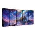 TABLEAU EN 5 PARTIES – ROYAUME CÉLESTE DANS LES NUAGES - IMAGES DE GALAXIE - TABLEAUX