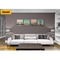 CANVAS PRINT SET OF CITIES IN SOFT TONES - SET OF PICTURES - PICTURES