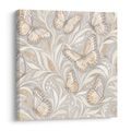 TABLEAU SUR TOILE – PAPILLONS PASTEL PARMI LES FEUILLES - TABLEAUX PAPILLONS - TABLEAUX