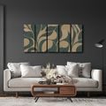 5-TEILIGES WANDBILD ABSTRAKTE BLÄTTER IN BEIGE - WANDBILDER ABSTRAKTE FORMEN - BILDER