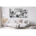 CANVAS PRINT GARDEN FLOWERS IN BLACK AND WHITE - BLACK AND WHITE PICTURES - PICTURES