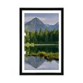 AFFICHE AVEC MONTURE BEAU PANORAMA SUR LES MONTAGNES AU BORD DU LAC - NATURE - AFFICHES