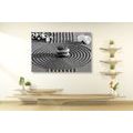 CANVAS PRINT JAPANESE GARDEN WITH FENG SHUI ELEMENTS IN BLACK AND WHITE - BLACK AND WHITE PICTURES - PICTURES