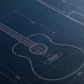 WANDBILD BLAUER GITARRENPLAN - MUSIKBILDER - BILDER