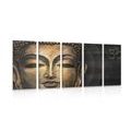 5-TEILIGES WANDBILD BUDDHAS GESICHT - BILDER MIT FENG SHUI-MOTIVEN - BILDER