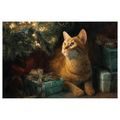 OBRAZ VÁNOČNÍ KOČKY UŽÍVAJÍCÍ SI VÁNOČNÍ POHODU - VÁNOČNÍ A ZIMNÍ OBRAZY - OBRAZY