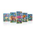 5-PIECE CANVAS PRINT COLORFUL FLOWERS IN A MEADOW - PICTURES OF NATURE AND LANDSCAPE - PICTURES