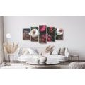 5-PIECE CANVAS PRINT FLORAL VINTAGE - PICTURES FLOWERS - PICTURES