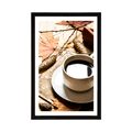 AFFICHE AVEC MONTURE TASSE DE CAFÉ DANS UNE AMBIANCE D'AUTOMNE - AVEC UN MOTIF DE CUISINE - AFFICHES