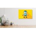 CANVAS PRINT CHEERFUL ROBOT - CHILDRENS PICTURES - PICTURES