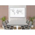 CANVAS PRINT CLASSIC BLACK AND WHITE MAP WITH A GRAY BORDER - PICTURES OF MAPS - PICTURES