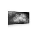 CANVAS PRINT MANDALA WITH A GALACTIC BACKGROUND IN BLACK AND WHITE - BLACK AND WHITE PICTURES - PICTURES