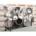 CANVAS PRINT POPPIES ON AN ABSTRACT BACKGROUND IN BLACK AND WHITE - BLACK AND WHITE PICTURES - PICTURES