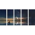 5-PIECE CANVAS PRINT BOAT AT SEA - PICTURES OF NATURE AND LANDSCAPE - PICTURES