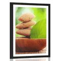 POSTER WITH MOUNT ZEN STONES AND A LEAF IN A BOWL - FENG SHUI - POSTERS