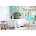 WALL MURAL BUDDHA STATUE WITH A CHERRY - WALLPAPERS FENG SHUI - WALLPAPERS